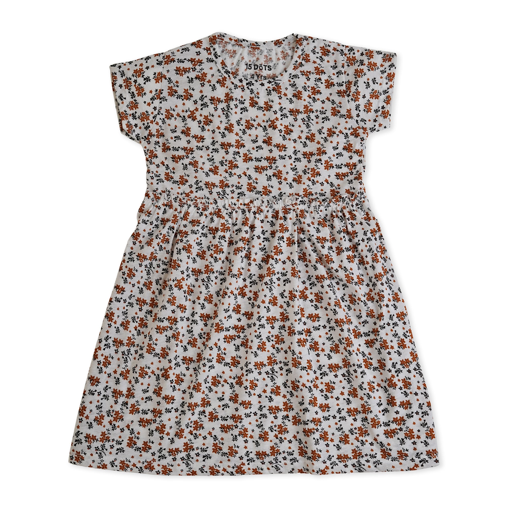 GIRLS WHITE  FLORAL PRINTED DRESS