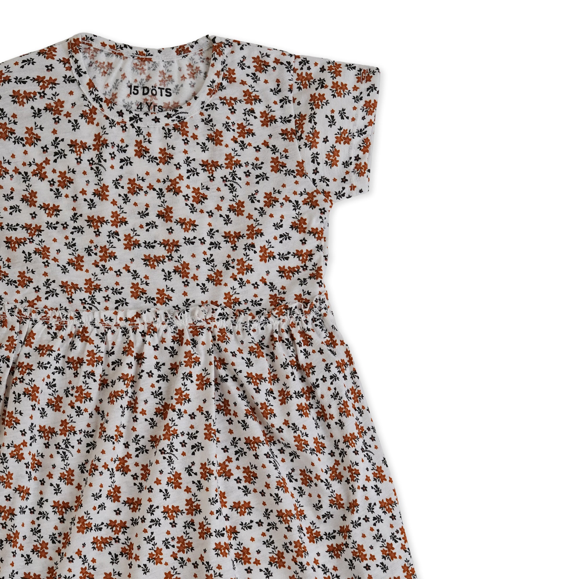 GIRLS WHITE  FLORAL PRINTED DRESS