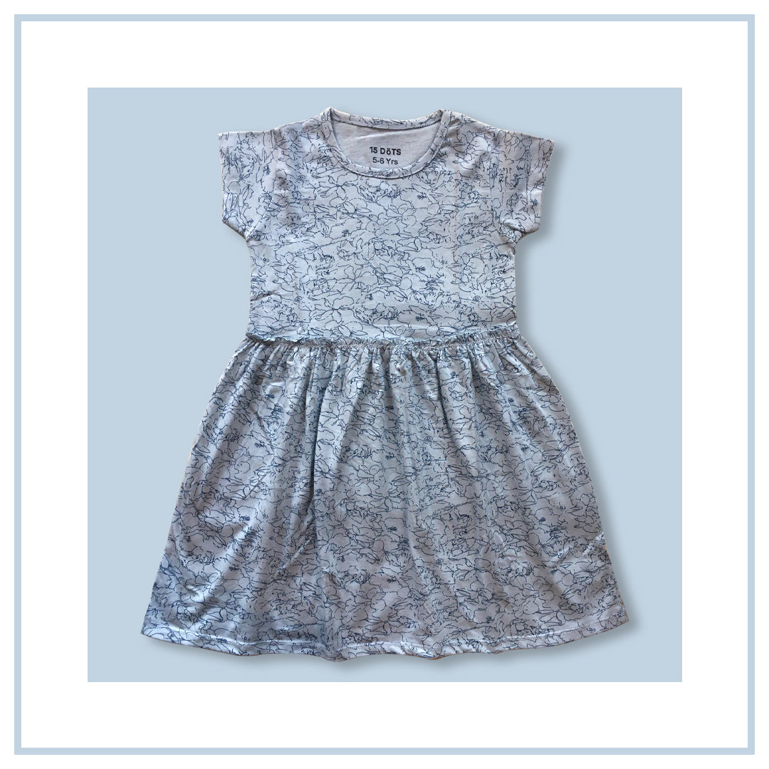 GIRLS SKY  FLORAL PRINTED DRESS